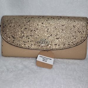 Coach Glittering Gold and Tan Wallet